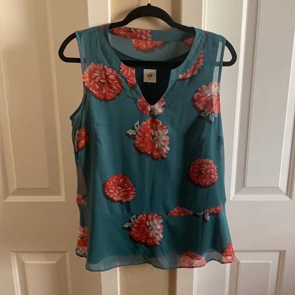 CAbi #3445 Medium Blushing Blouse sleeveless peplu